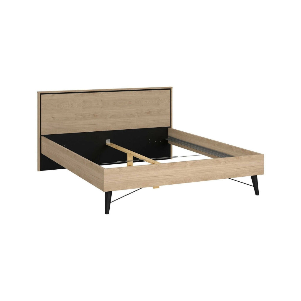 Letto matrimoniale Ghebbo, Sommier per camera da letto, Giroletto per stanza, Struttura porta materasso, 207x193 h91 cm, Rovere