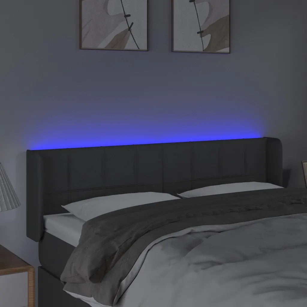 Testiera a LED Grigio Scuro 147x16x78/88 cm in Tessuto 3123235