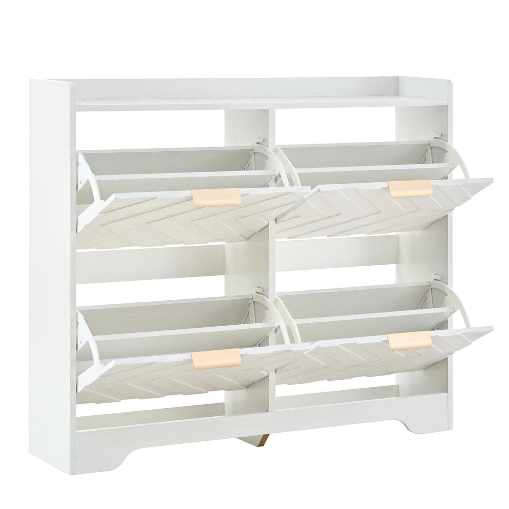 Scarpiera con 4 Ante Ribaltabili e Ripiano ¨C MINIMAL ¨C Bianca, Salvaspazio, Ingresso