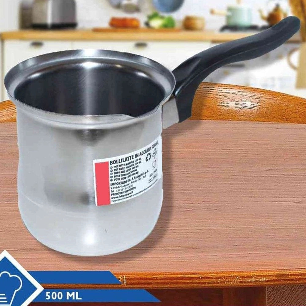 Trade Shop - Bollitore Bollilatte Pentolino In Acciaio Inox 300/400/500/1000ml Con Manico Ergonomico -