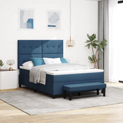 Letto Box Spring con Materasso e Panchina Blu 140x200 cm Tessuto
