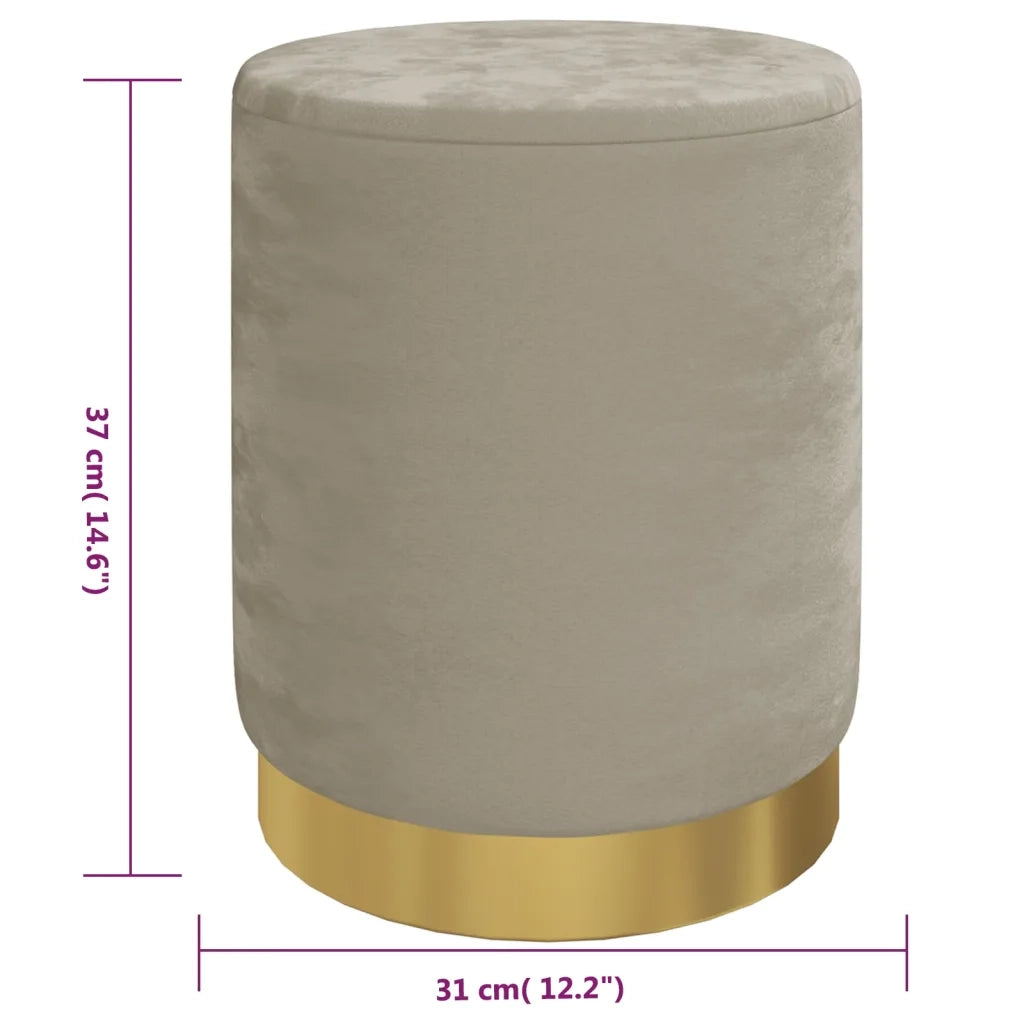 Sgabello Rotondo con Contenitore Grigio Scuro in Velluto 31 x 37 cm CFW7018085