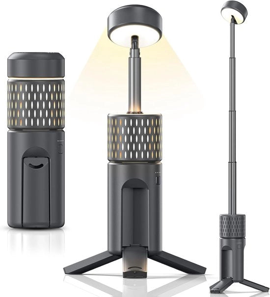 Lanterna da Campeggio 600LM - Lampada da Campeggio Rientrante - Torcia da Campeggio Ricaricabile - Lampada da Campeggio Portatile per Escursioni Emergenze Pescare Accessori da Campeggio - IP54 Impermeabile - Grigio