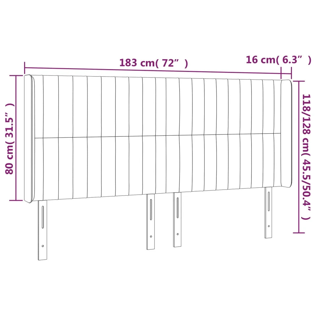 Testiera a LED-Testata con LED Tortora 183x16x118/128 cm in Tessuto 609172