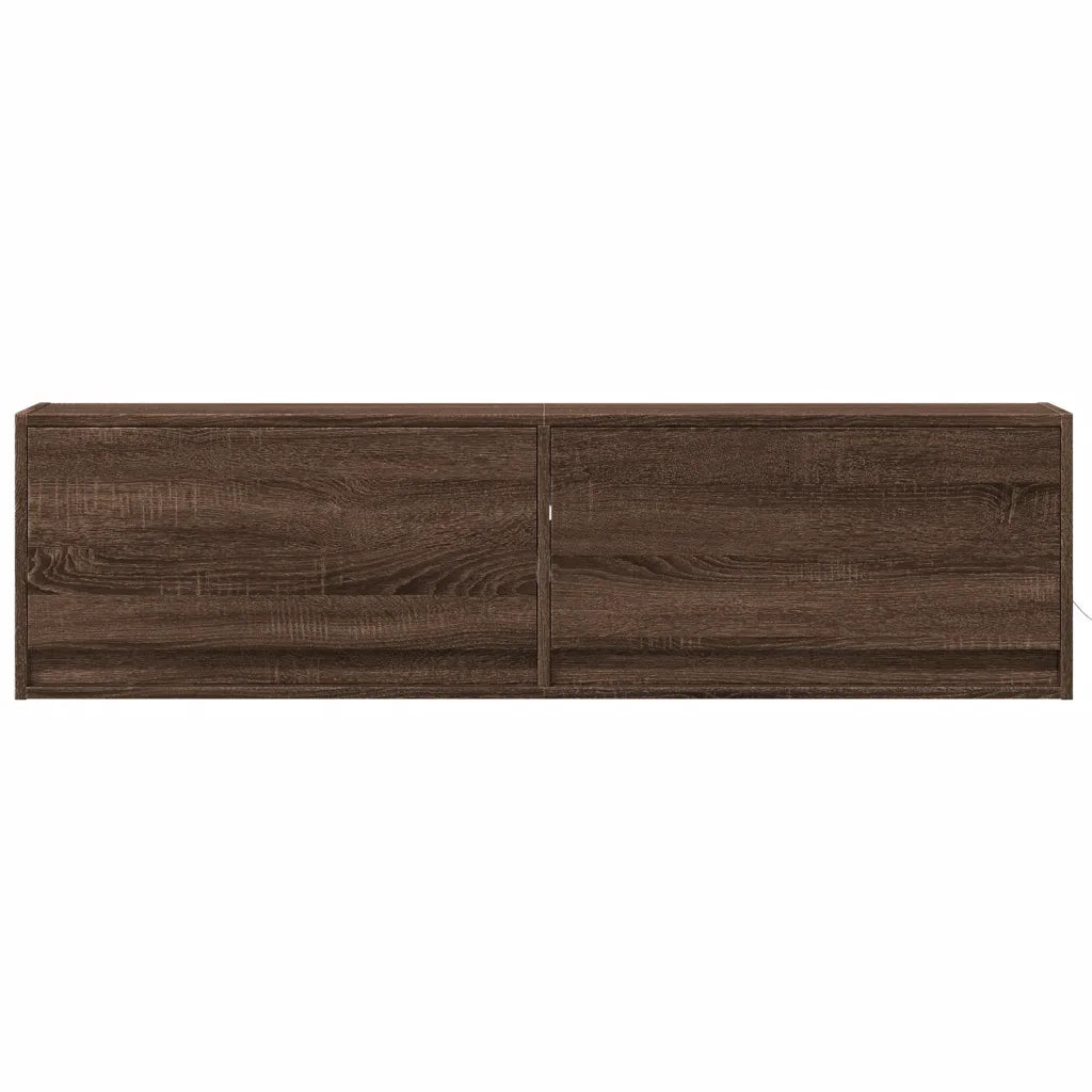 vidaXL Mobile TV a Parete con Luci LED Rovere Marrone 140x31x38 cm