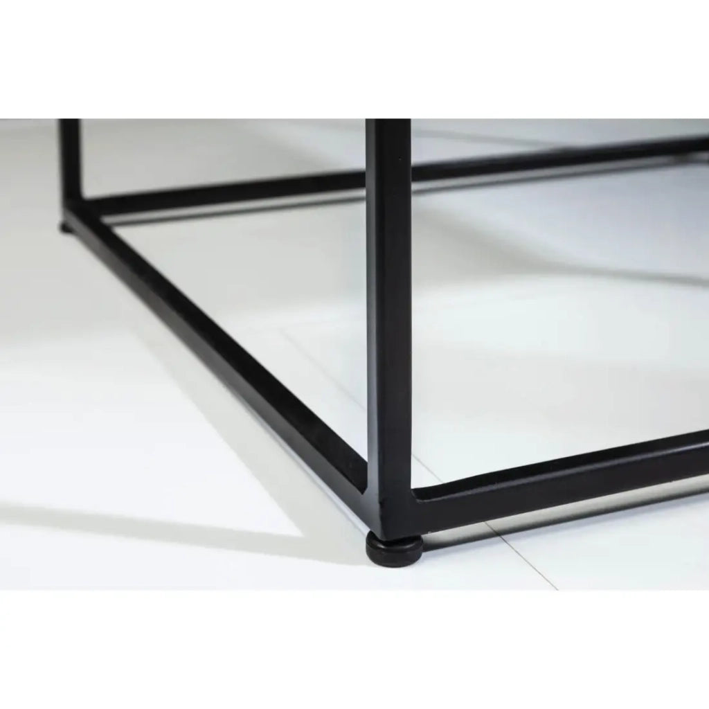 Tavolino VORTEX 50 cm in marmo grigio lucido con struttura in metallo nero