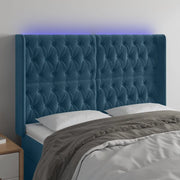 Testiera a LED Blu Scuro 163x16x118/128 cm in Velluto 3124442