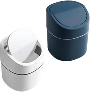 Vaso di rifiuti portatile per camera da letto e ufficio - Mini vaso di rifiuti da bagno (blu e bianco) .