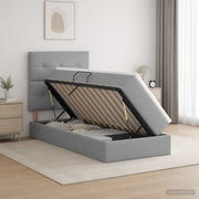 Letto con contenitore e materasso Grigio Chiaro 100 x 200 cm 3459483