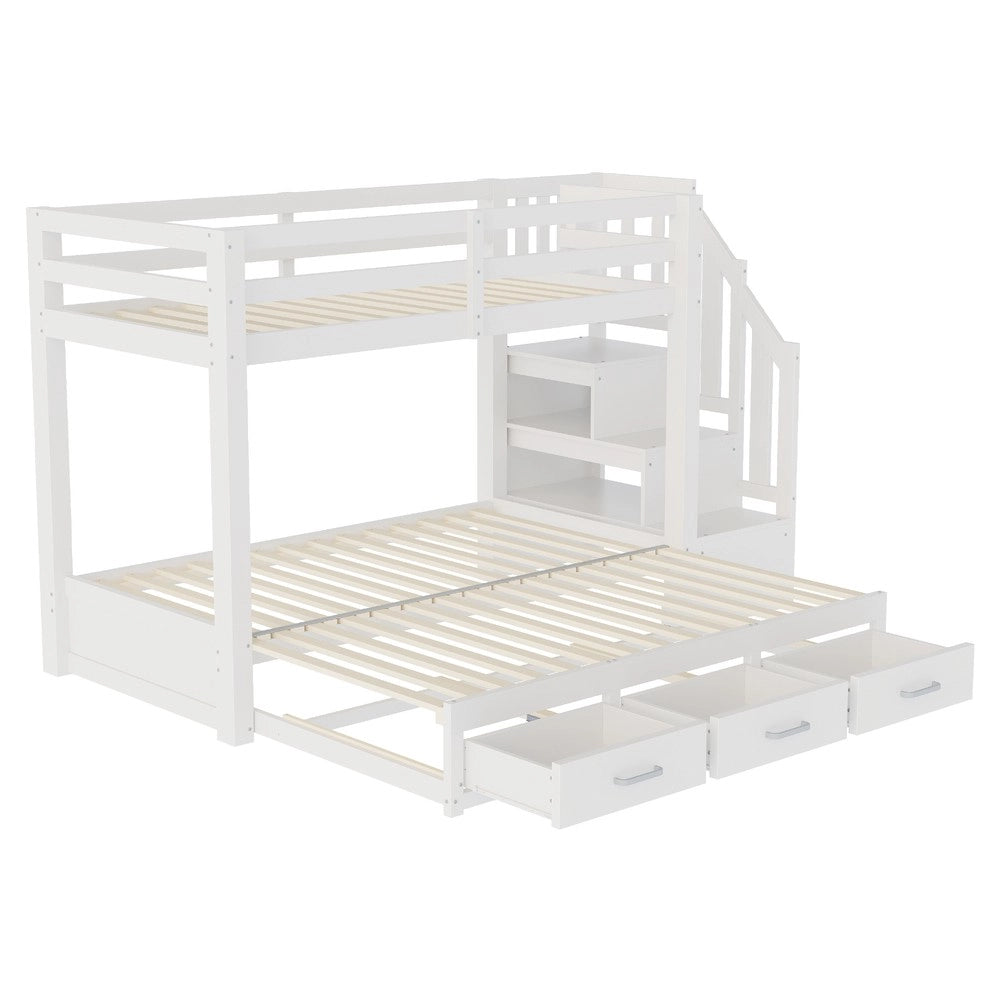 Letto a Castello con Letto Estraibile e Cassetti ¨C Xylo ¨C Legno Bianco 90x200