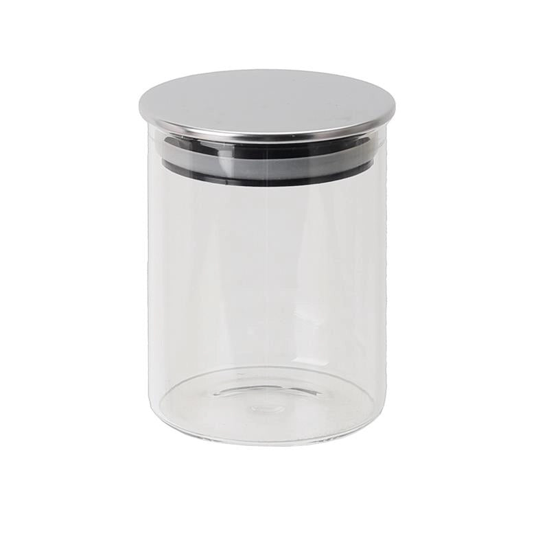 MA MAISON BARATTOLO DA CUCINA IN VETRO CON COPERCHIO CROMATO A CHIUSURA ERMETICA 7X9H CM