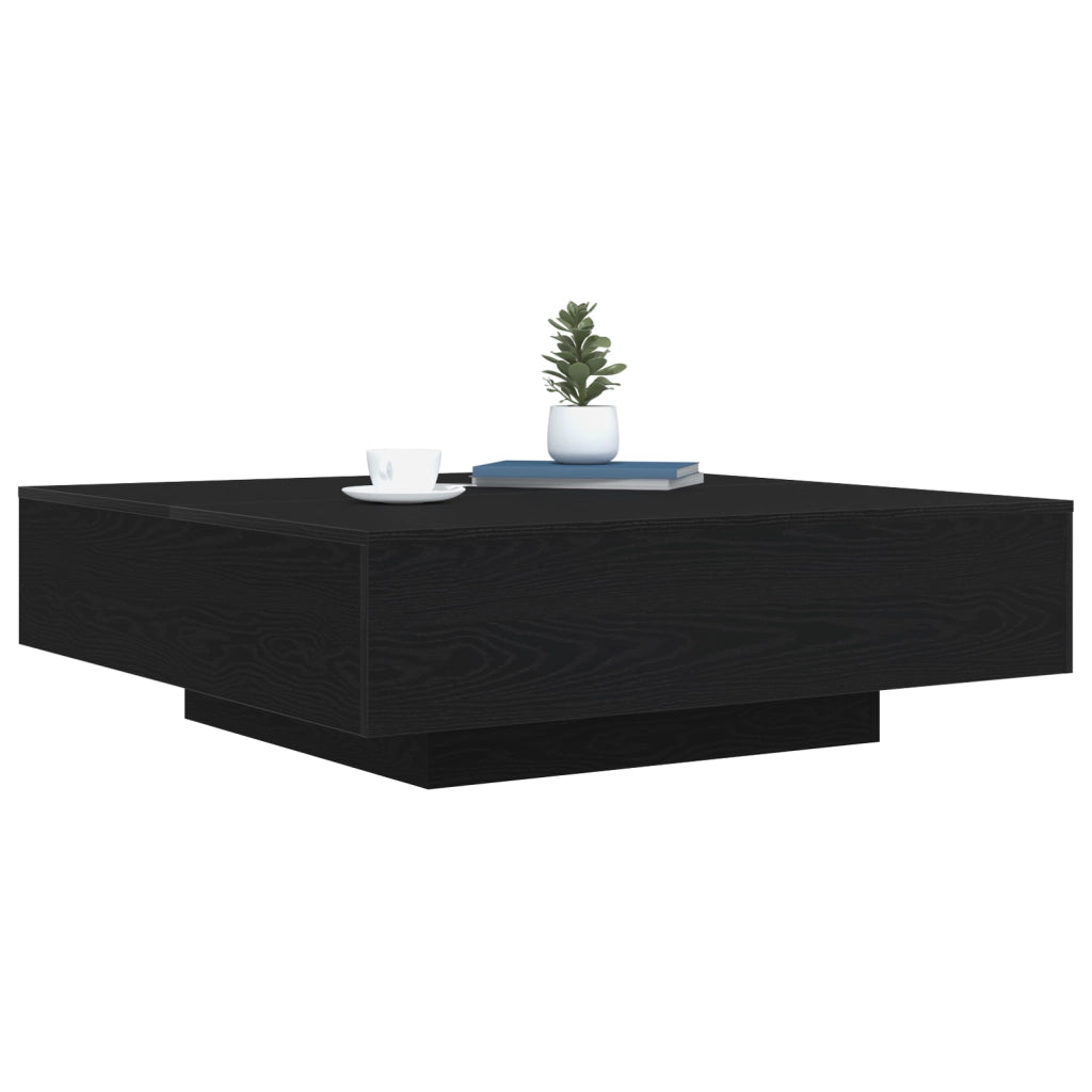 Tavolino da caffÃ¨  con luci LED Rovere Nero 100x100x31 cm