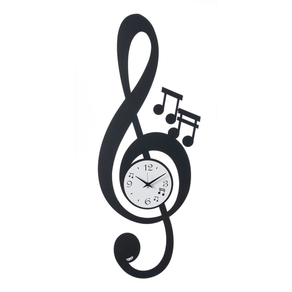 Orologio da parete di design Chiave Musicale Nero