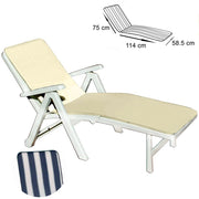 Trade Shop - Cuscino Per Lettino Prendisole Bianco Blu Poliestere Morbido 75 X 114 X 58,5 Cm -