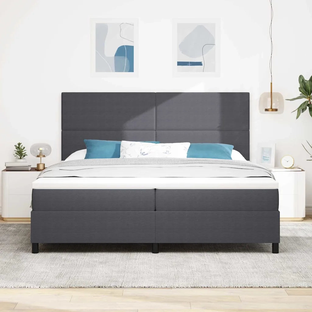 Letto a Sorgente LED Grigio Scuro e Bianco 200 x 200 cm 3337660