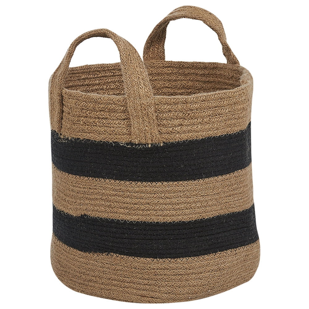 Set di 2 cestini in iuta beige e nero con motivo a strisce Accessori per la conservazione Boho