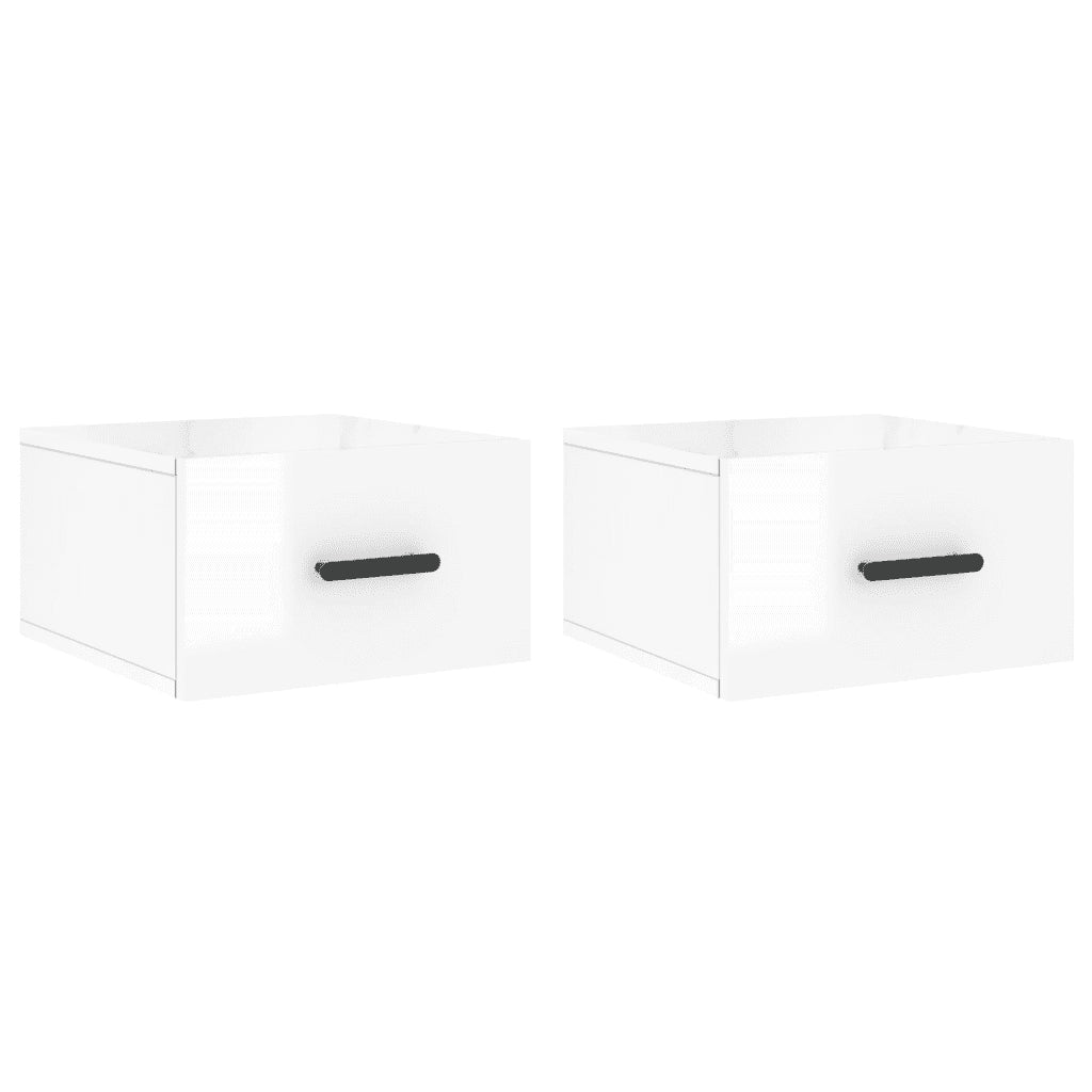 Comodini a Muro 2 pz Bianco Lucido 35x35x20 cm 829841