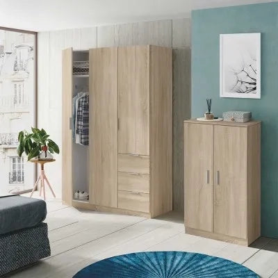 Mobile scarpiera H 108 rovere canadese in legno con 2 ante e 6 ripiani