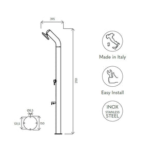 Doccia da Giardino Miscelatore e Lavapiedi ATI Docce UNI-1M Inox Anodizzato
