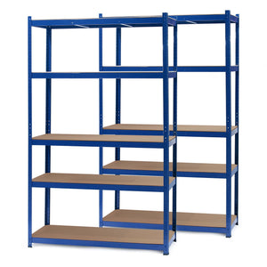 Set 2x Scaffali a incastro per carichi pesanti Blu 120x50x200cm 5 ripiani 175kg/piano