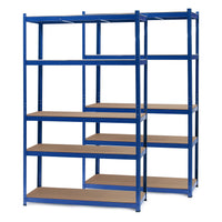 Set 2x Scaffali a incastro per carichi pesanti Blu 120x50x200cm 5 ripiani 175kg/piano
