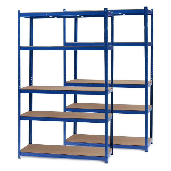 Set 2x Scaffali a incastro per carichi pesanti Blu 120x50x200cm 5 ripiani 175kg/piano
