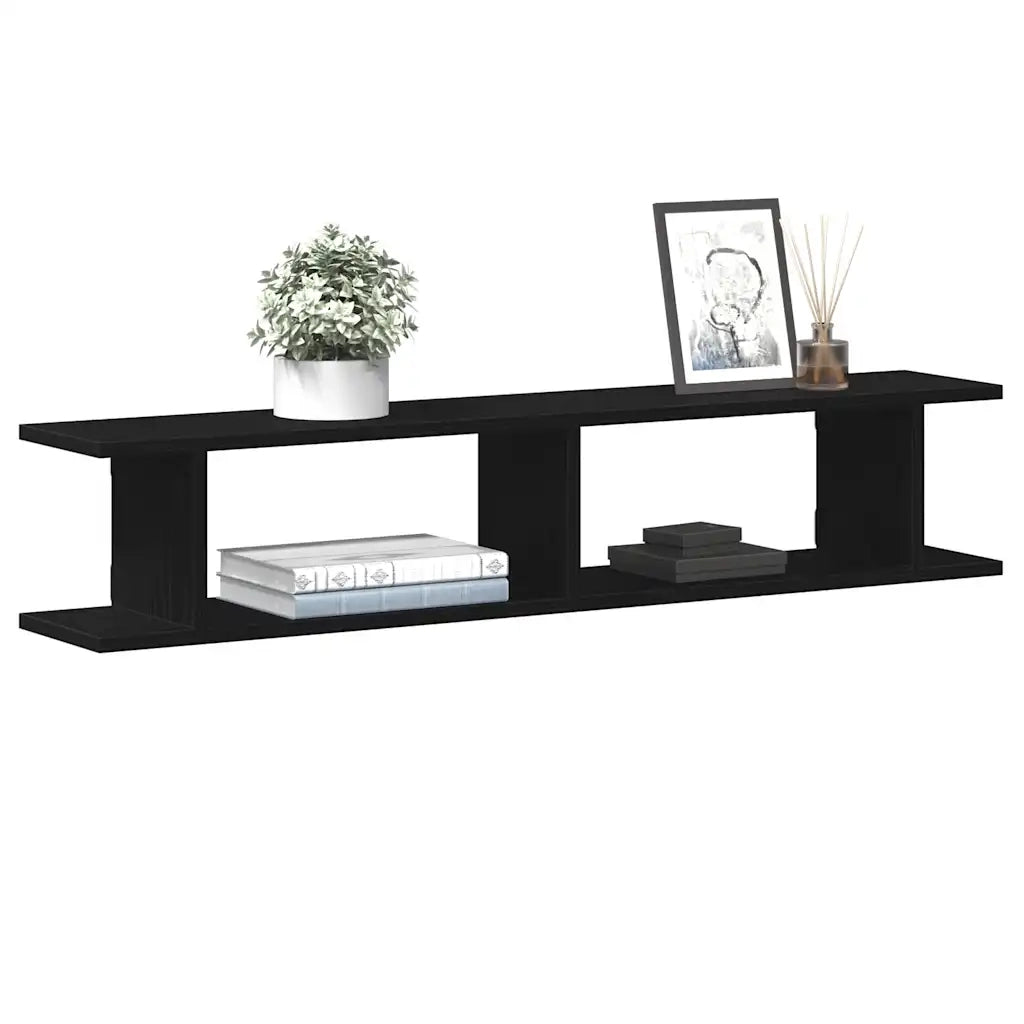 Mensole da Parete 2 pz Rovere Nero 105x18x20 cm in Truciolato