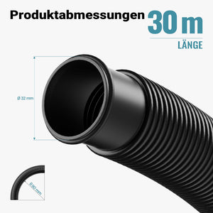 Tubo per piscina nero, 30m Ø 32 mm, sezionabile ogni 1,5 m, galleggiante, in resina 165 g/m Made in EU