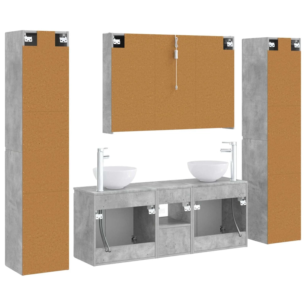 Set di mobili per il bagno 6 pcs Grigio Cemento 3407218