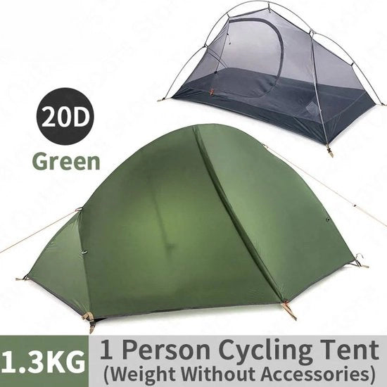 Tenda - Tunneltenda - 1 Persona - Leggera - Tenda per bicicletta - Vacanza in bicicletta - Campeggio - Camping - Portatile -