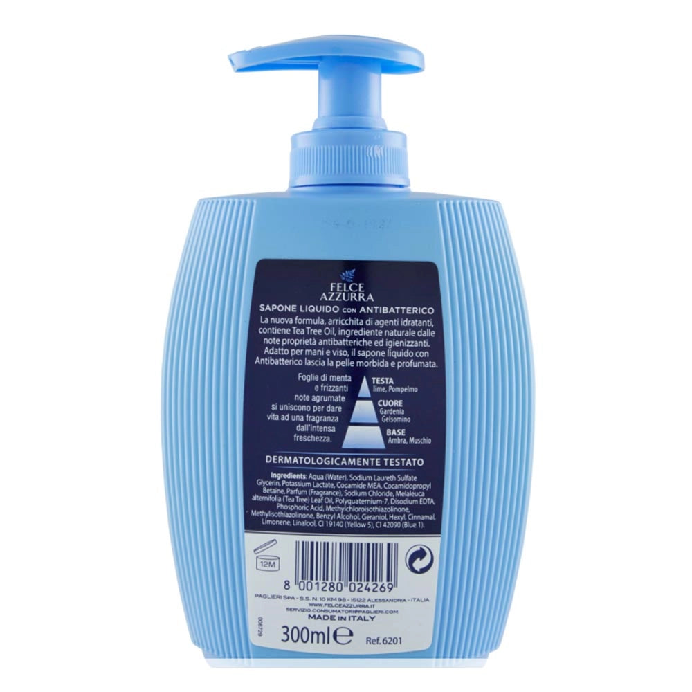 Felce azzurra sapone liquido con antibatterico menta e lime 12 flaconi da 300 ml ciascuno