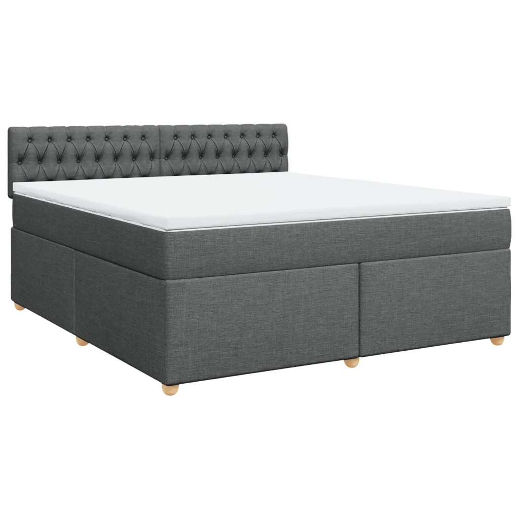Giroletto a Molle con Materasso Grigio Scuro 180x200 cm Tessuto
