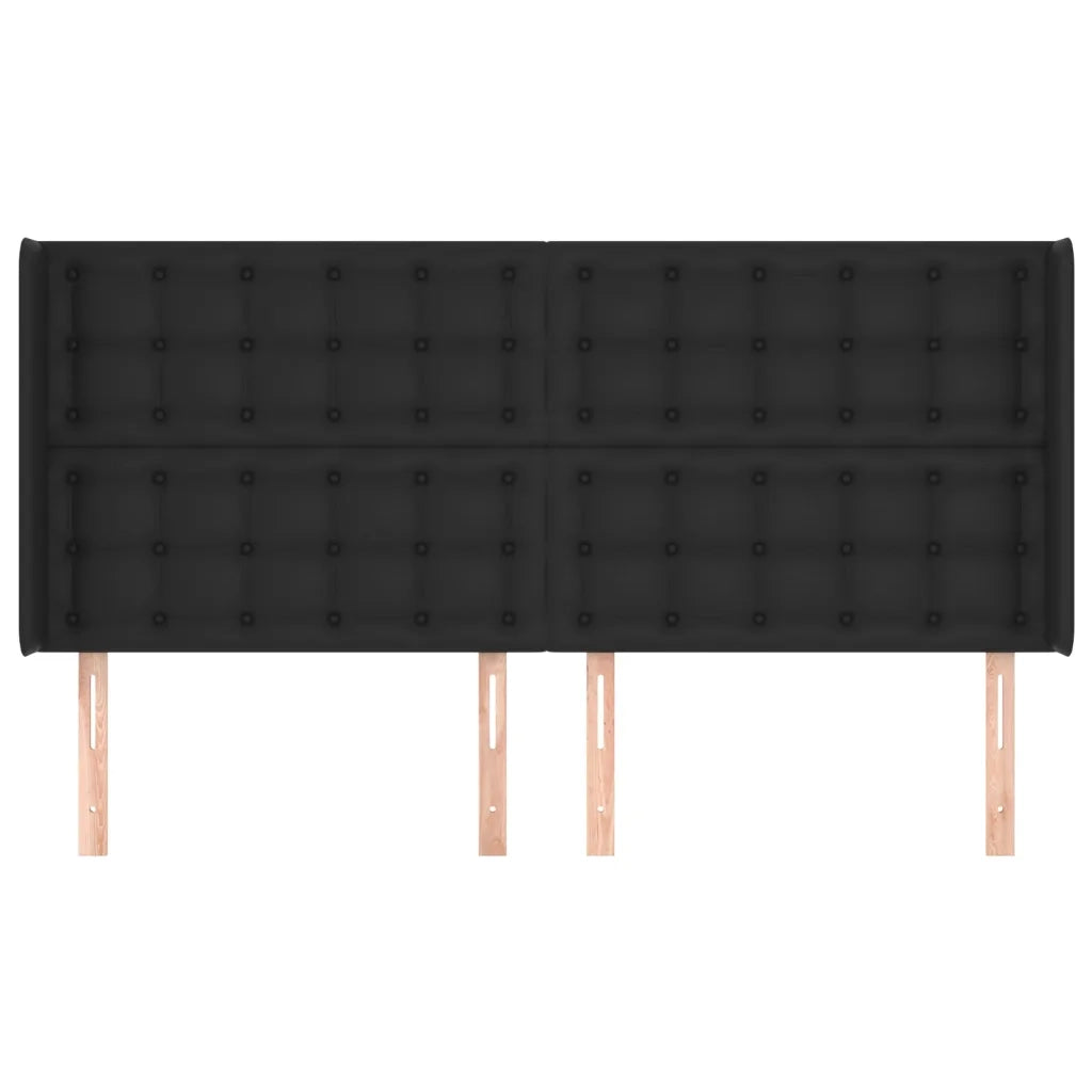 Testiera | Testata ad Orecchio Nera 203x16x118/128 cm in Similpelle