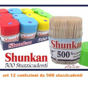Trade Shop - Set 12 Confezioni Da 500 Stuzzicadenti Doppia Punta Stecchini Legno Cucina -