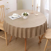 Tavolo con tovaglia in lino look impermeabile Lotus Effect, lavabile, tovaglia per tavolo in lino, tovaglia impermeabile per tavolo, tovaglia per tavolo con protezione contro macchie, diametro 140cm, colore miele chiaro.