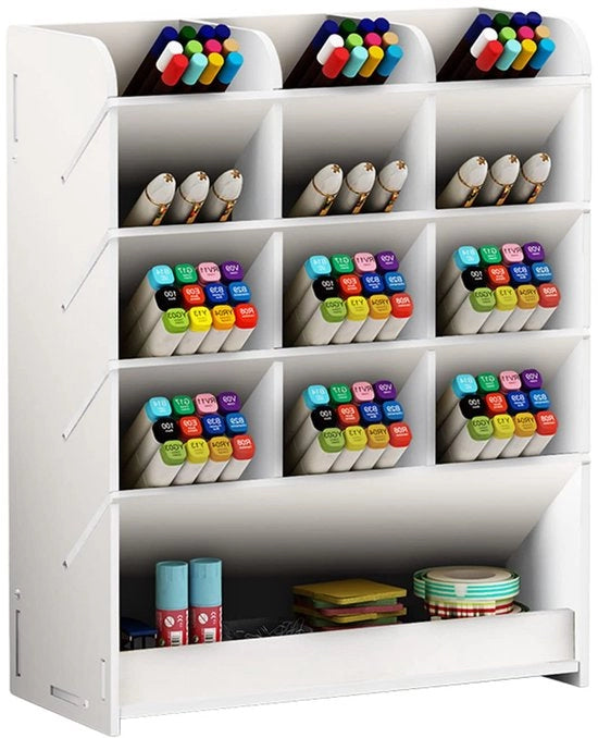 Organizzatore di Scrivania Multifunzionale, Pen Holder e Cassetto per Ufficio e Scuola (bianco-pb12)