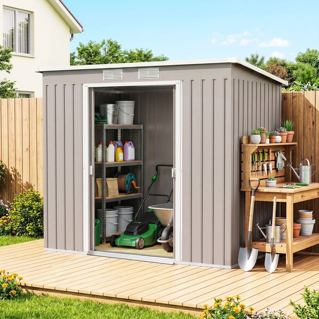 Casetta da Giardino ¨C Zephmum ¨C Grigio Chiaro 213x130x172 cm