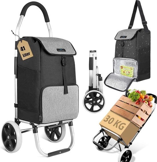 Carrello per spesa con compartimento refrigerato e funzione di apertura con leva - Pieghevole e impermeabile