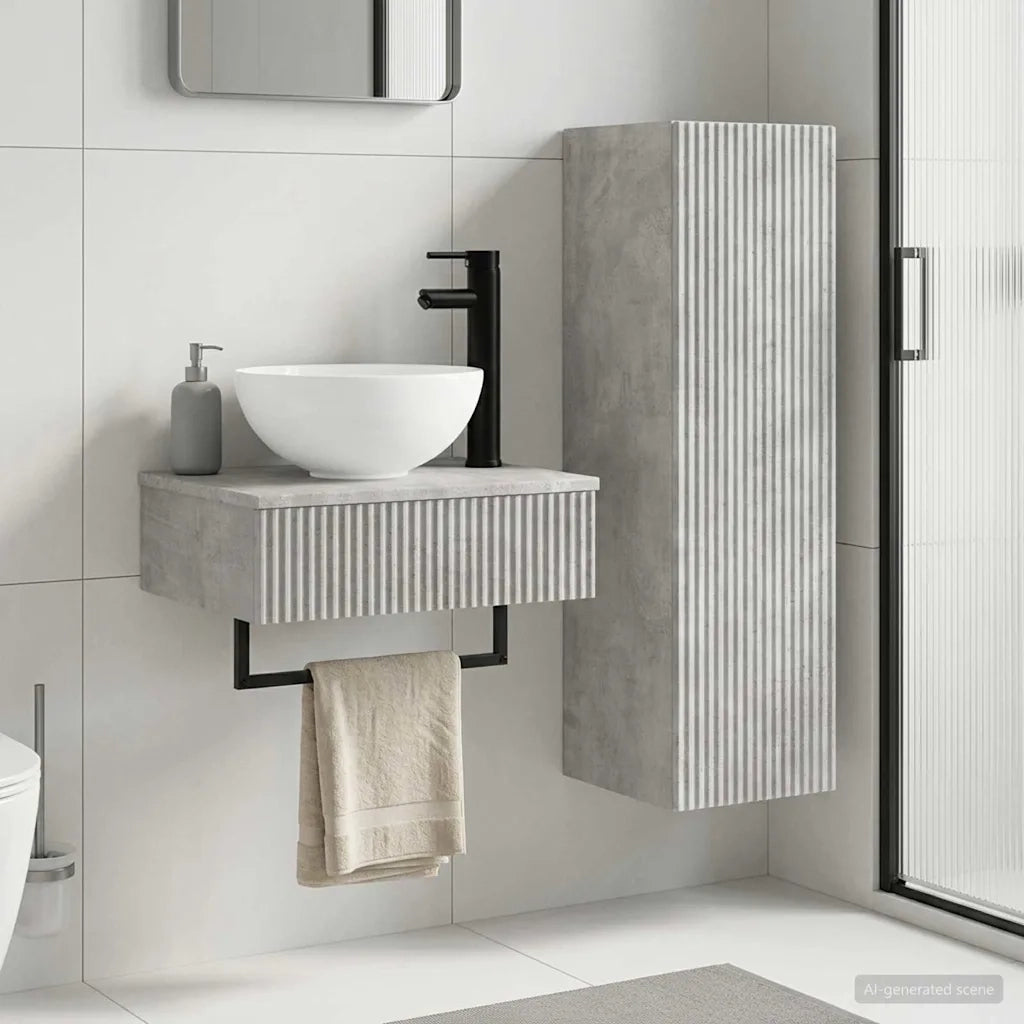 Set di mobili per il bagno 2 pz Grigio Cemento 3406096