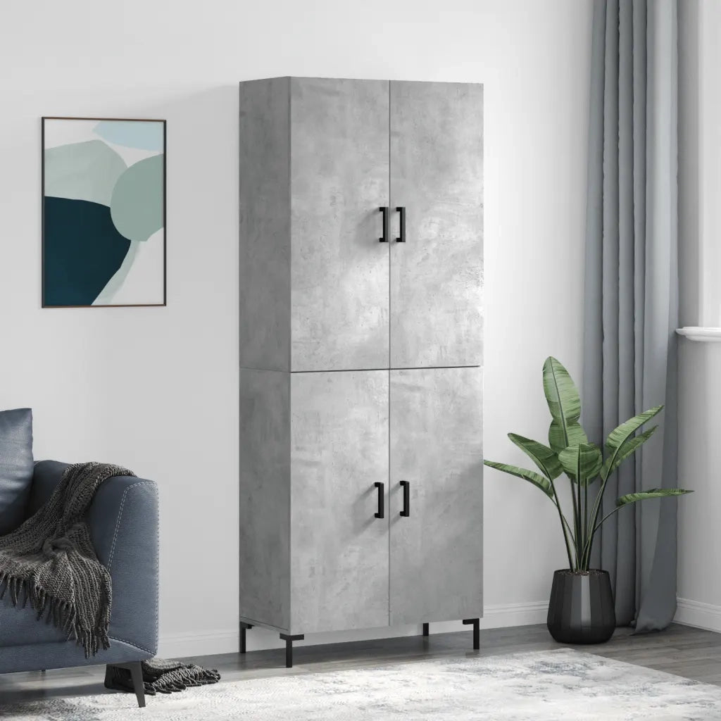 Credenza-Buffet-Armadio da cucina Grigio Cemento 69,5x34x180 cm in Legno Multistrato 334366