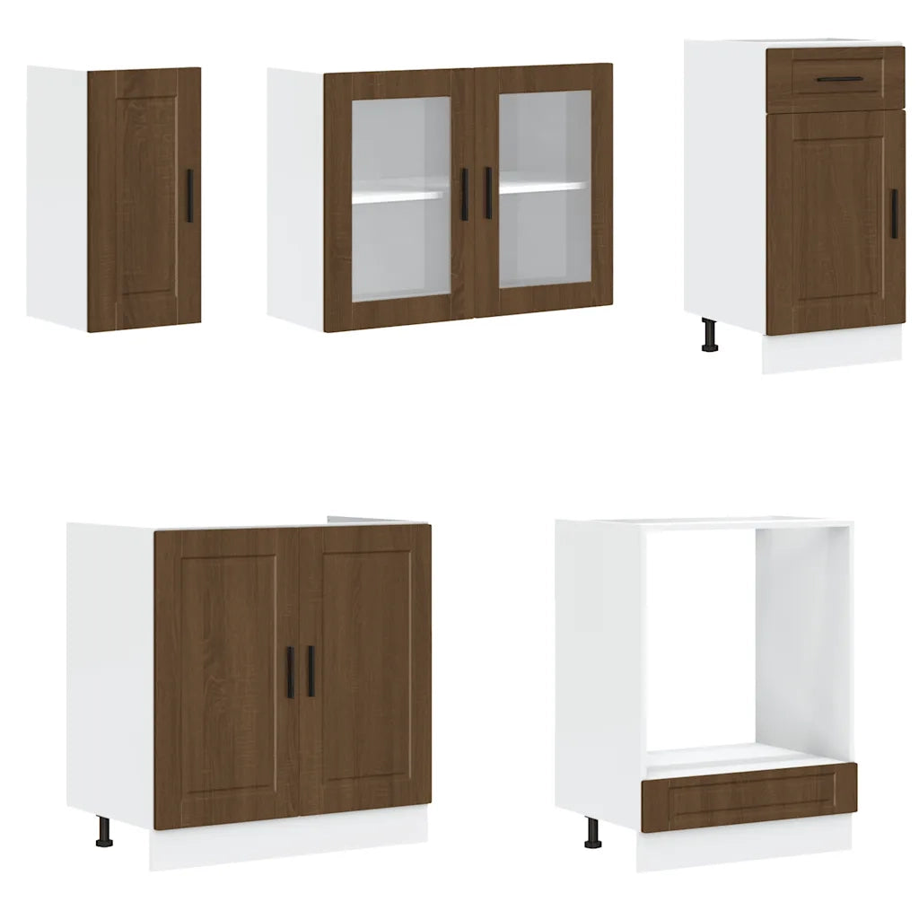 Set Mobili da Cucina 8 pz Kalmar Rovere Marrone in Truciolato 3314818