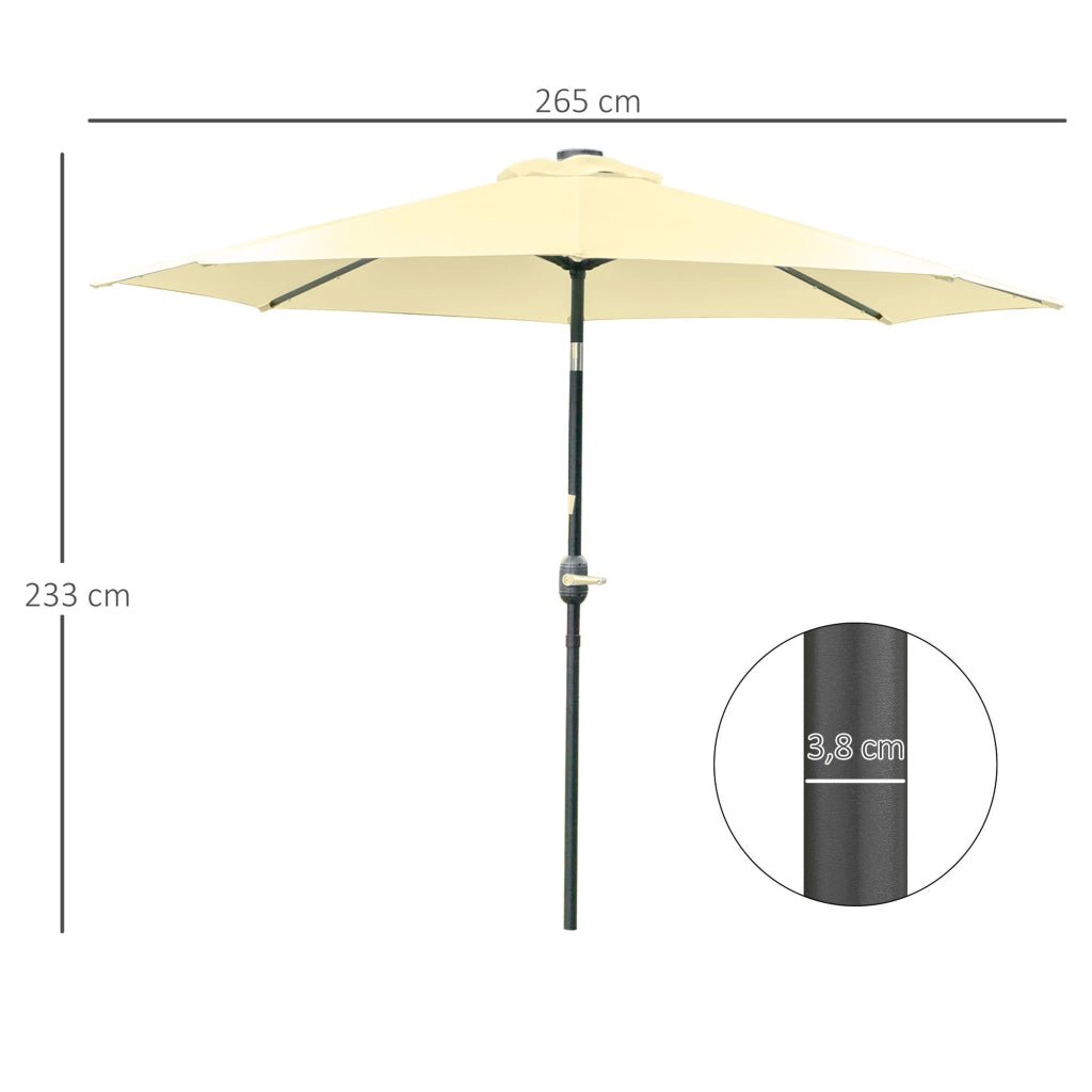 Ombrellone da Giardino ¨C Zephmum ¨C Beige, Acciaio, ?265 cm