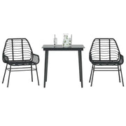 vidaXL Set Mobili da Pranzo per Giardino 3 pz Nero Polyrattan Vetro