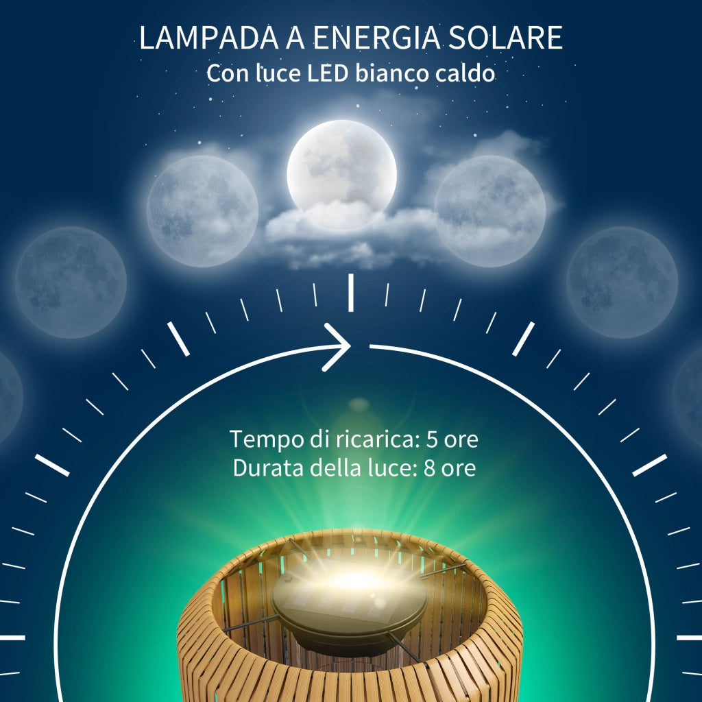 Lampada Solare da Giardino ¨C zephmum ¨C Acciaio e Rattan PE, ?34x130 cm, Giallo