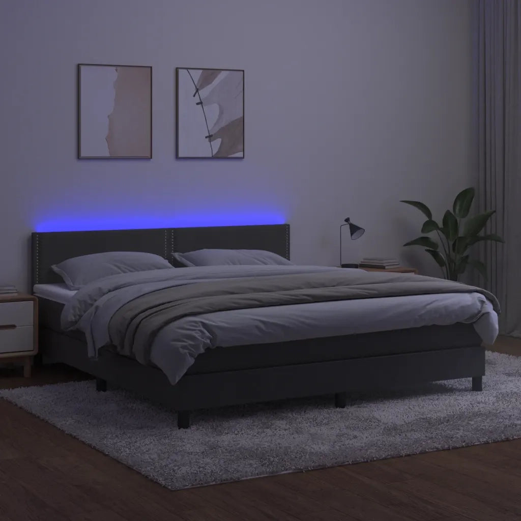 Letto a Molle con Materasso e LED Grigio Scuro 160x200 cm cod mxl 37954