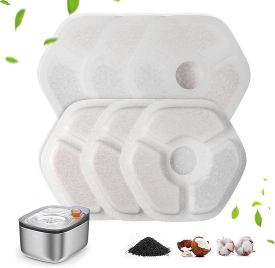 Set di 6 filtri di sostituzione per fonte d'acqua per gatti da 45 l con materiale in acciaio inossidabile