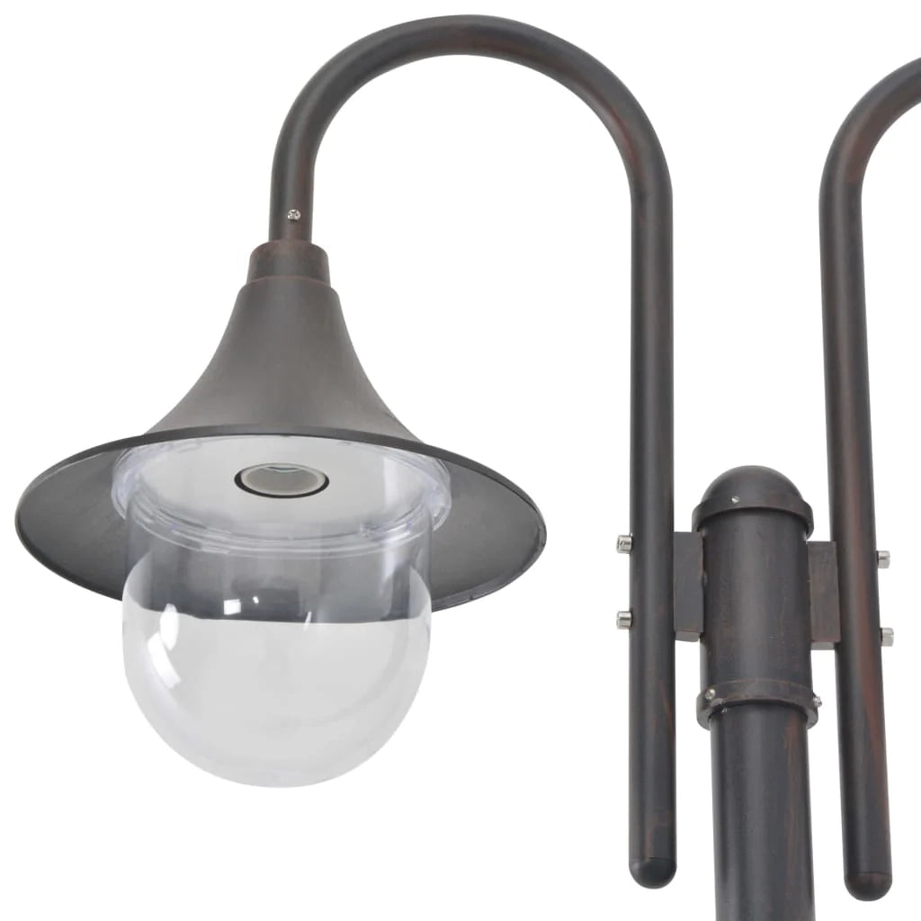 Lampada da terra da giardino E27 220 cm alluminio 2 lanterne marrone bronzo 02_0042539