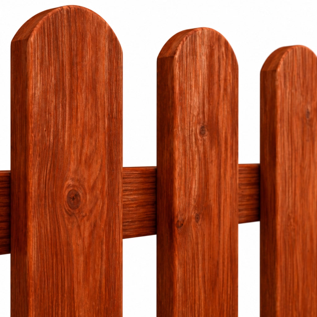 Staccionata In Legno Per Giardino Orto E Recinzione Decorativa Con Doghe Verticali Arrotondate Barriera Da Esterno Resistente Agli Agenti Atmosferici 180 x 100 Cm Legno Scuro
