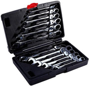 Kit di chiavi a boccola 12 pezzi - 8-19 mm - 72 denti - 5° di ritorno - cassetta in plastica - finitura acciaio cromato-vanadio - kit di chiavi a boccola