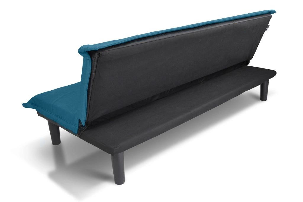 Divano letto clic clac, divanetto Russell in tessuto blu petrolio DL-RU27FB